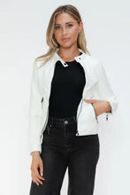 Snobbish Faux Leather Zip Up Drawstring Hooded Jacket Woman Outerwear