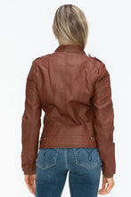 Snobbish PU Leather Biker Jacket with Side Zip Pockets Woman Outerwear