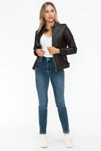 Snobbish PU Leather Biker Jacket with Side Zip Pockets Woman Outerwear