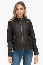 Snobbish PU Leather Biker Jacket with Side Zip Pockets Woman Outerwear