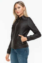 Snobbish PU Leather Biker Jacket with Side Zip Pockets Woman Outerwear