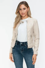Snobbish PU Leather Zip Up Jacket with Pockets Woman Outerwear
