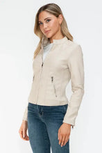 Snobbish PU Leather Zip Up Jacket with Pockets Woman Outerwear