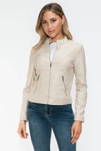 Snobbish PU Leather Zip Up Jacket with Pockets Woman Outerwear