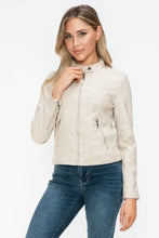 Snobbish PU Leather Zip Up Jacket with Pockets Woman Outerwear