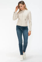 Snobbish PU Leather Zip Up Jacket with Pockets Woman Outerwear