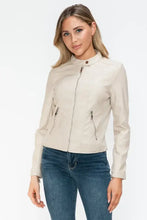 Snobbish PU Leather Zip Up Jacket with Pockets Woman Outerwear