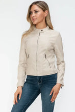 Snobbish PU Leather Zip Up Jacket with Pockets Woman Outerwear