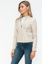 Snobbish PU Leather Zip Up Jacket with Pockets Woman Outerwear