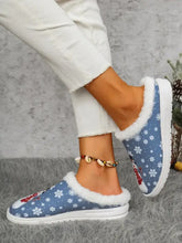 Snowman Print Flat Slippers with Faux Fur Woman Slippers