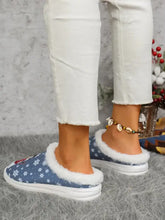 Snowman Print Flat Slippers with Faux Fur Woman Slippers