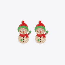 Snowman rhinestone alloy earrings with red hats and scarves