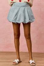 Light blue pleated denim bubble mini skirt from so me featuring a stylish mini skirt design and durable material