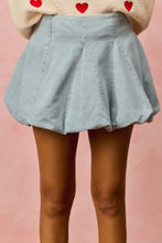 Light blue denim bubble mini skirt so me denim bubble mini skirt with pleated fabric and flared hem detail