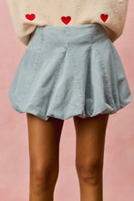 Light blue pleated denim bubble mini skirt by SO ME perfect for casual summer wear