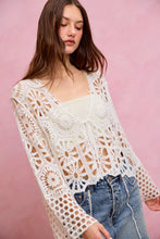 White SO ME floral pattern crochet cardigan with bell sleeves