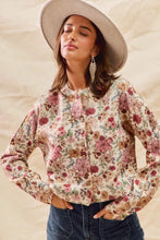 SO ME floral print button front sweater cardigan in cream with pink floral pattern