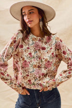 SO ME floral print button front sweater cardigan in soft vintage floral pattern