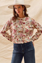 SO ME floral print button front sweater cardigan in cream