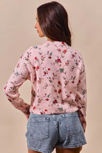 Pink floral print button SO ME cardigan with rose patterns