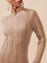SO ME ribbed long sleeve mini sweater dress, high neckline view