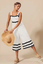 SO ME Scallop Ric Rac Trimmed White Wide Leg Jumpsuit