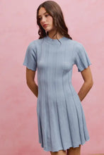 SO ME wide rib short sleeves sweater knit mini dress, light blue