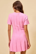 SO ME wide rib short sleeves sweater knit mini dress in soft pink