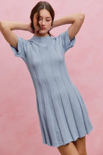 SO ME wide rib short sleeves sweater knit mini dress, light blue