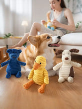 Gelbes Cord-Enten-Plüschtier aus weichem Stoff für Hunde