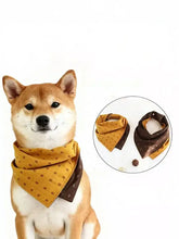 Mustard-yellow and brown soft pet scarf with geometric print