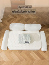 White removable washable plush pet bed with dotted texture padding