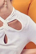Soft Rib Knit Top with Twist Neck Detailed Design