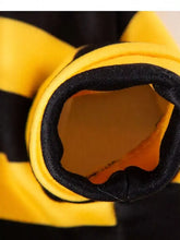 Gelb-schwarz gestreifter, flauschiger Bienenärmel an weichem, warmem Haustier-Hoodie