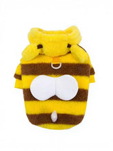 Gelb-brauner gestreifter Plüsch-Bienen-Hoodie, weich und warm, für Haustiere