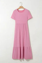 Solid Color High Waist Pocketed Tee Dress Casual Dresses