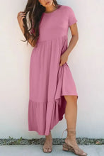 Solid Color High Waist Pocketed Tee Dress Casual Dresses
