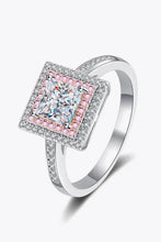 Elegant 1 carat moissanite ring with pink diamond halo in silver
