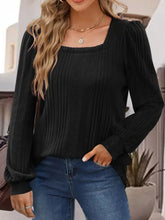 Langarmshirt mit quadratischem Ausschnitt Schwarz Damenblusen