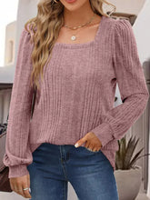 Square Neck Long Sleeve Top Dusty Pink Woman Blouses
