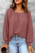 Women’s dusty rose square neck raglan sleeve waffle knit top
