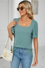 Square Neck Short Sleeve T-Shirt Woman T Shirts