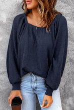 Square Neck Waffle-Knit Top Woman Blouses