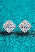 Square stud earrings in sterling silver with 1 carat moissanite halo