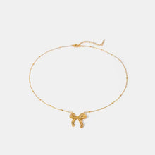 Delicate 18k gold-plated stainless steel bow pendant necklace