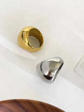 Modern stainless steel bubble shape dome ring in gold and silver
