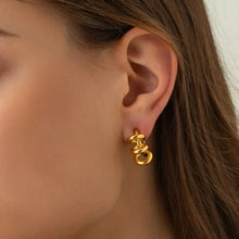 18k gold-plated stainless steel C-hoop earring on ear