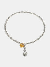 Stainless steel heart chain necklace with gold and silver heart charms