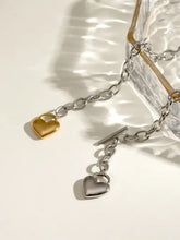 Stainless steel heart chain necklace with gold silver bracelet charms