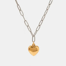 Stainless steel heart pendant necklace with 18k gold-plated chain